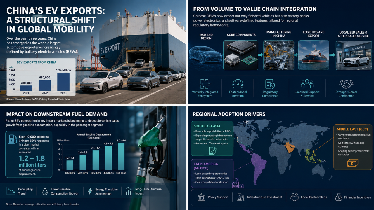 How China's EV Export Surge Is Reshaping Global Fuel Demand Patterns