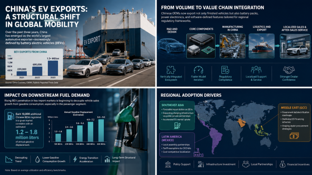 How China's EV Export Surge Is Reshaping Global Fuel Demand Patterns